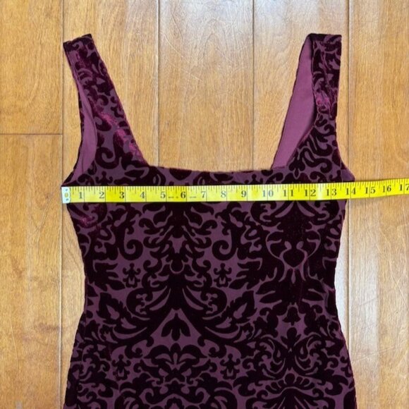 VTG Jump Apparel Womens Red Velvet Burn Out Sheath Y2K Dress Size XS Bodycon 90s - Picture 11 of 12